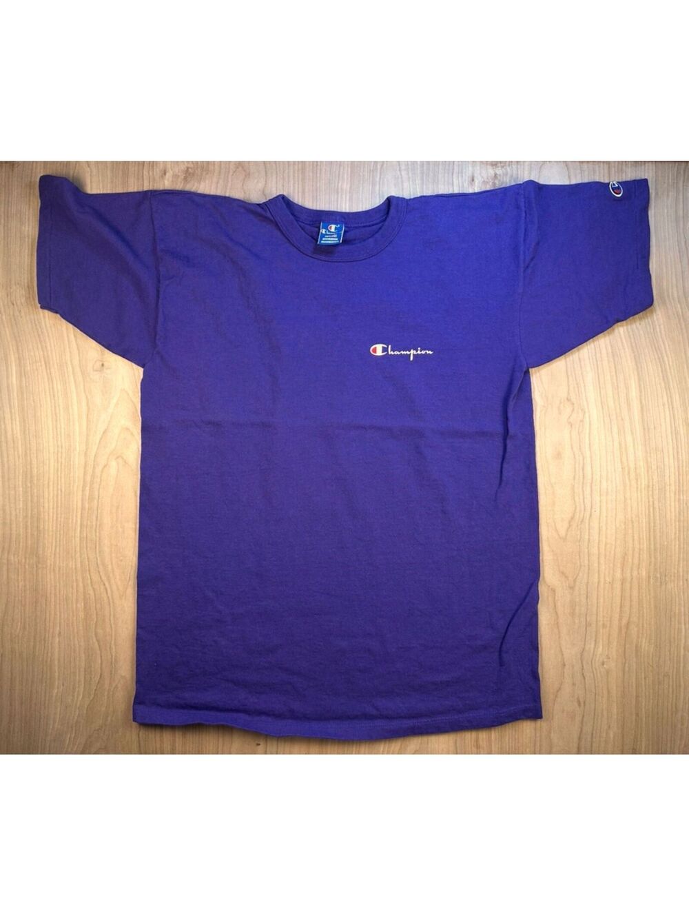 vintage 80s Champion tshirt purple 100% Cotton made in USA xlarge blank athletic